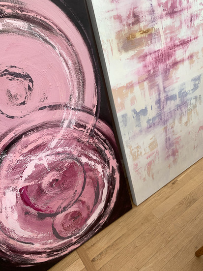 Oil paintings in progress.