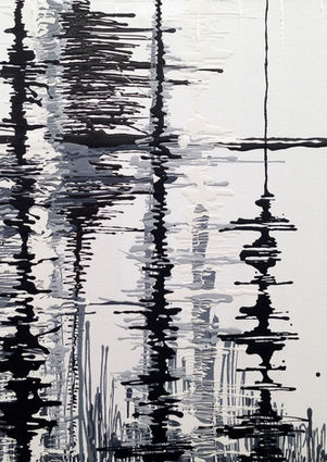 Paths, Household paint on canvas. © 2016 Nadine Belkaroui, all rights reserved