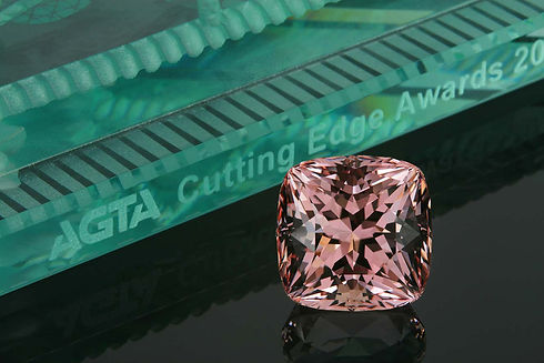 A large faceted Morganite, 1st place winner in the 2011 AGTA Cutting Edge Awards