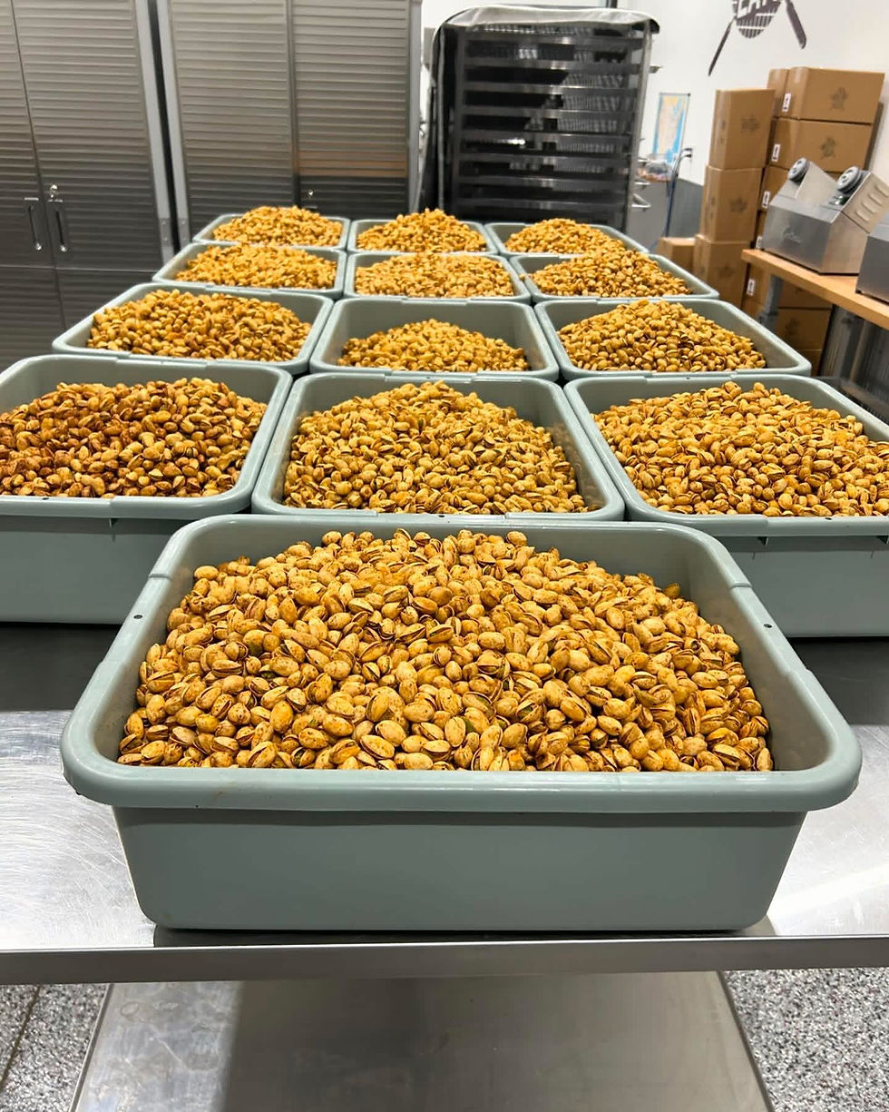 Pistachios in bins