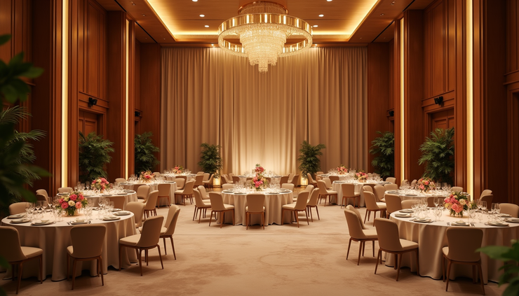Eye-level view of a luxury event venue in Asia with elegant decor