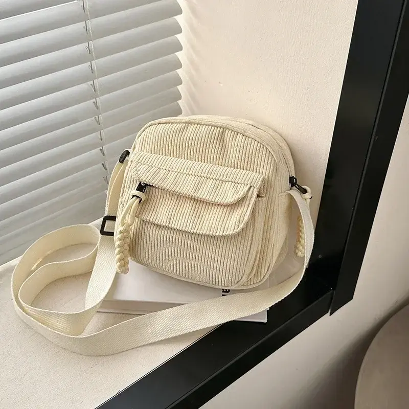 Miniatura: Korean Harajuku Messenger Bags Corduroy Women's Small Shoulder Bag Teenager Girl