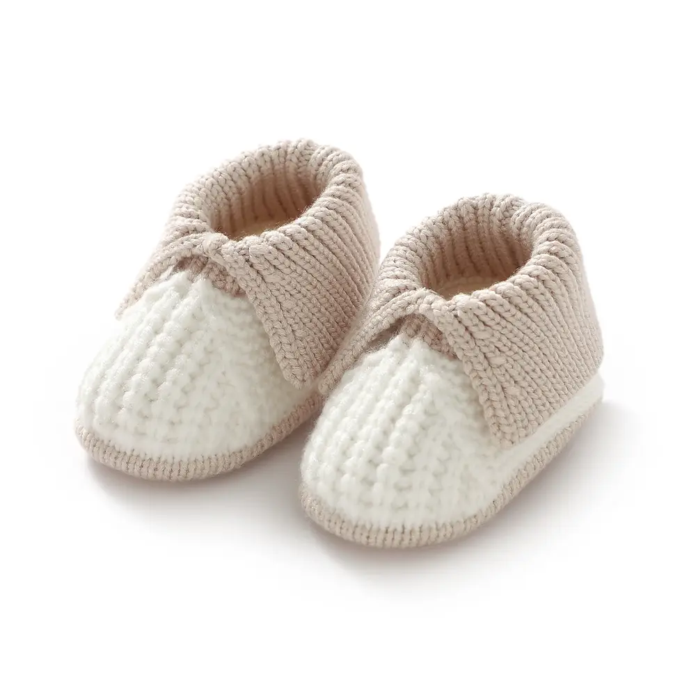 Thumbnail: Newborn Baby Shoes Knit Infant Boys Girls Boots Fashion Patchwork Flanging