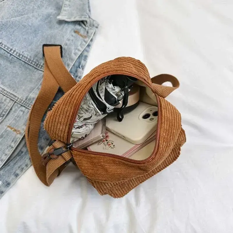 Miniatura: Korean Harajuku Messenger Bags Corduroy Women's Small Shoulder Bag Teenager Girl
