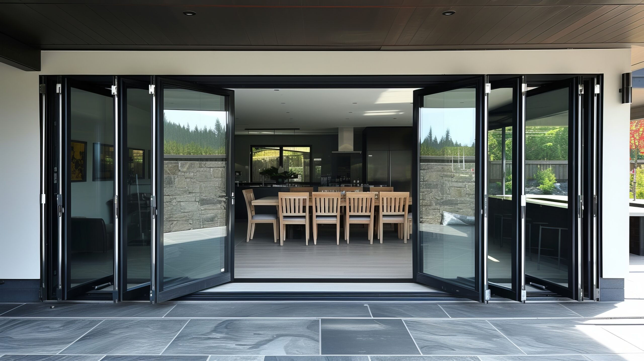 Aluminum Bifold Door 240″Wx96″H – OUT SWING FROM EXTERIOR VIEW