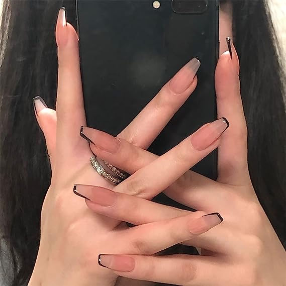French Tips Press on Nails Fake Nails Pink Stick