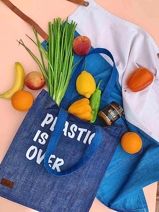 Heavy Cotton Denim Convention Reusable Tote Bag with embroidery