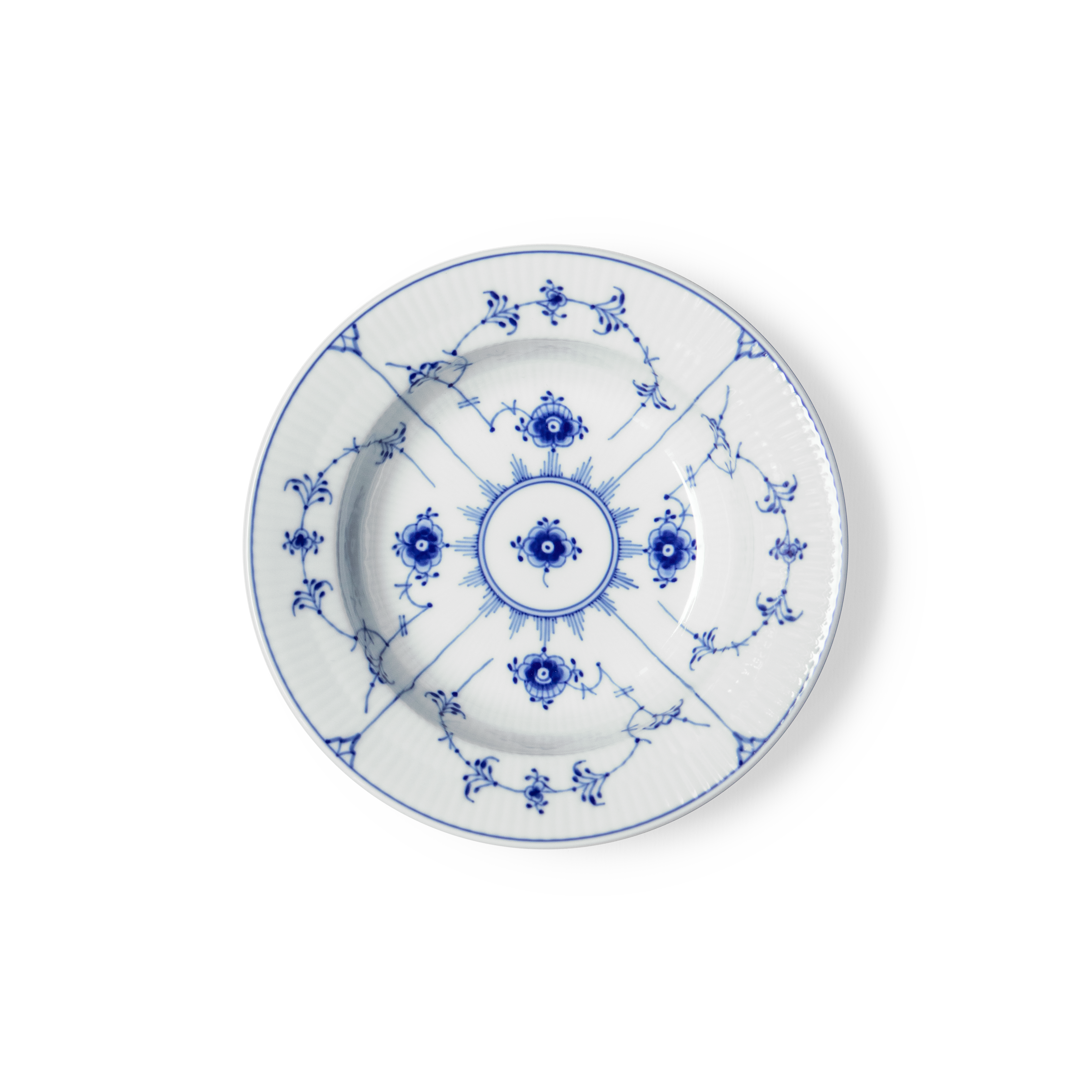 Blue Fluted Plain Deep Plate 17cm