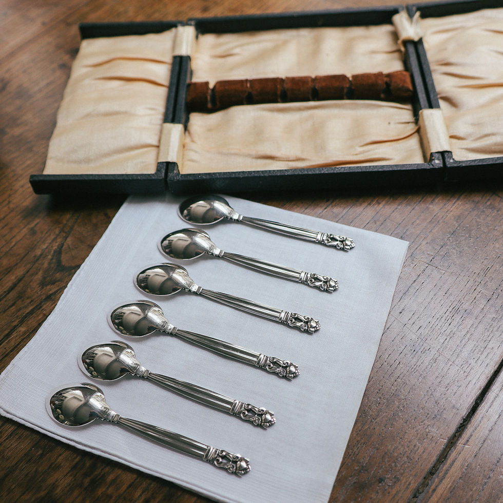 Thumbnail: Georg Jensen "Acorn" Sterling Silver Demitasse Spoons (Set of 6)