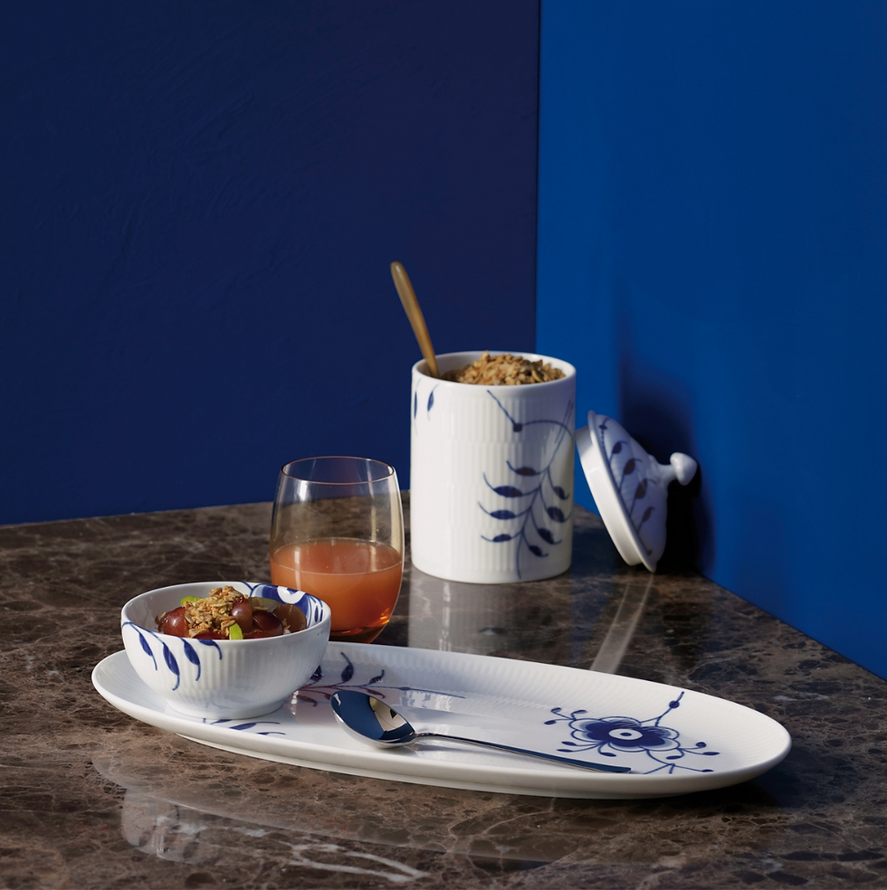 Thumbnail: Blue Fluted Mega Jar with Lid 16cm