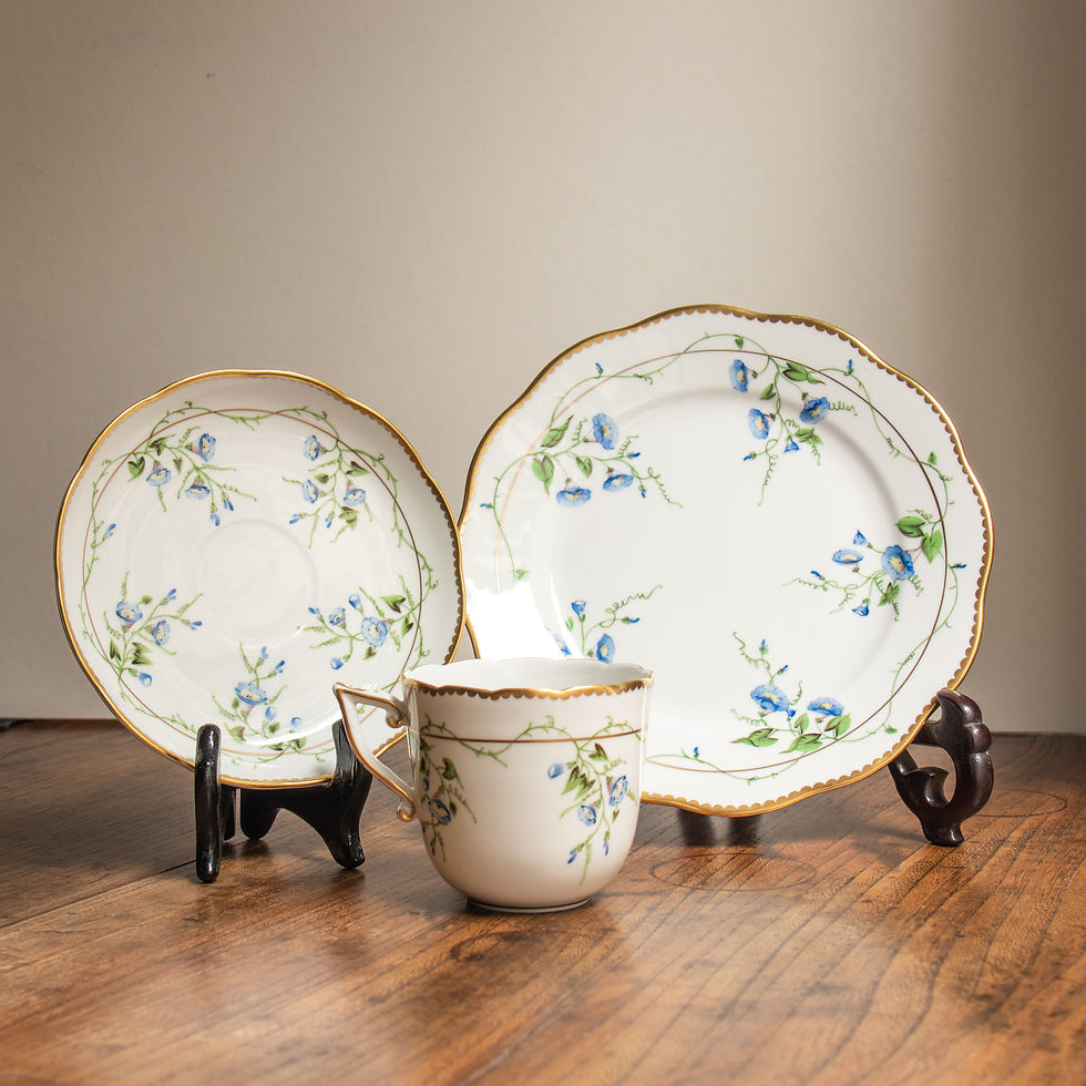 Thumbnail: Herend Morning Glory Nyon Tea Set of 3 (Cup And Saucer, Dessert Plate)