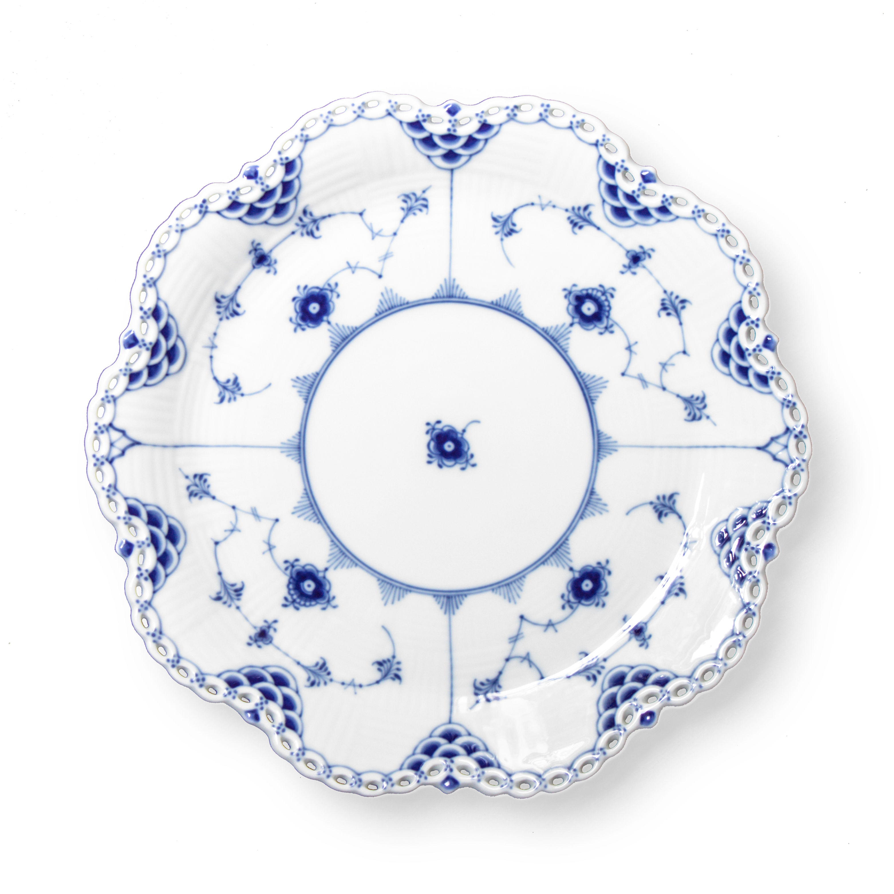 Blue Fluted Full Lace Dish 25cm