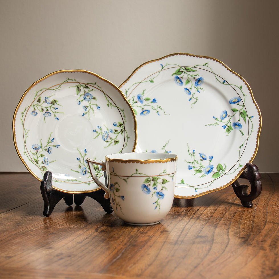 Thumbnail: Herend Morning Glory Nyon Tea Set of 3 (Cup And Saucer, Dessert Plate)
