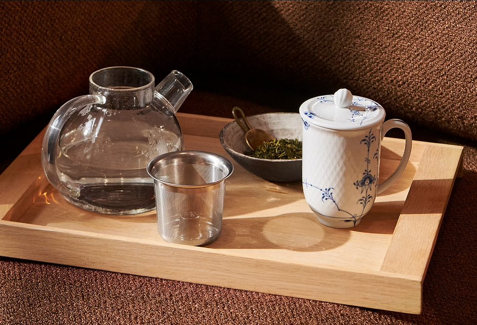 Thumbnail: Blue Palmette Mug with Lid & Strainer 33cl