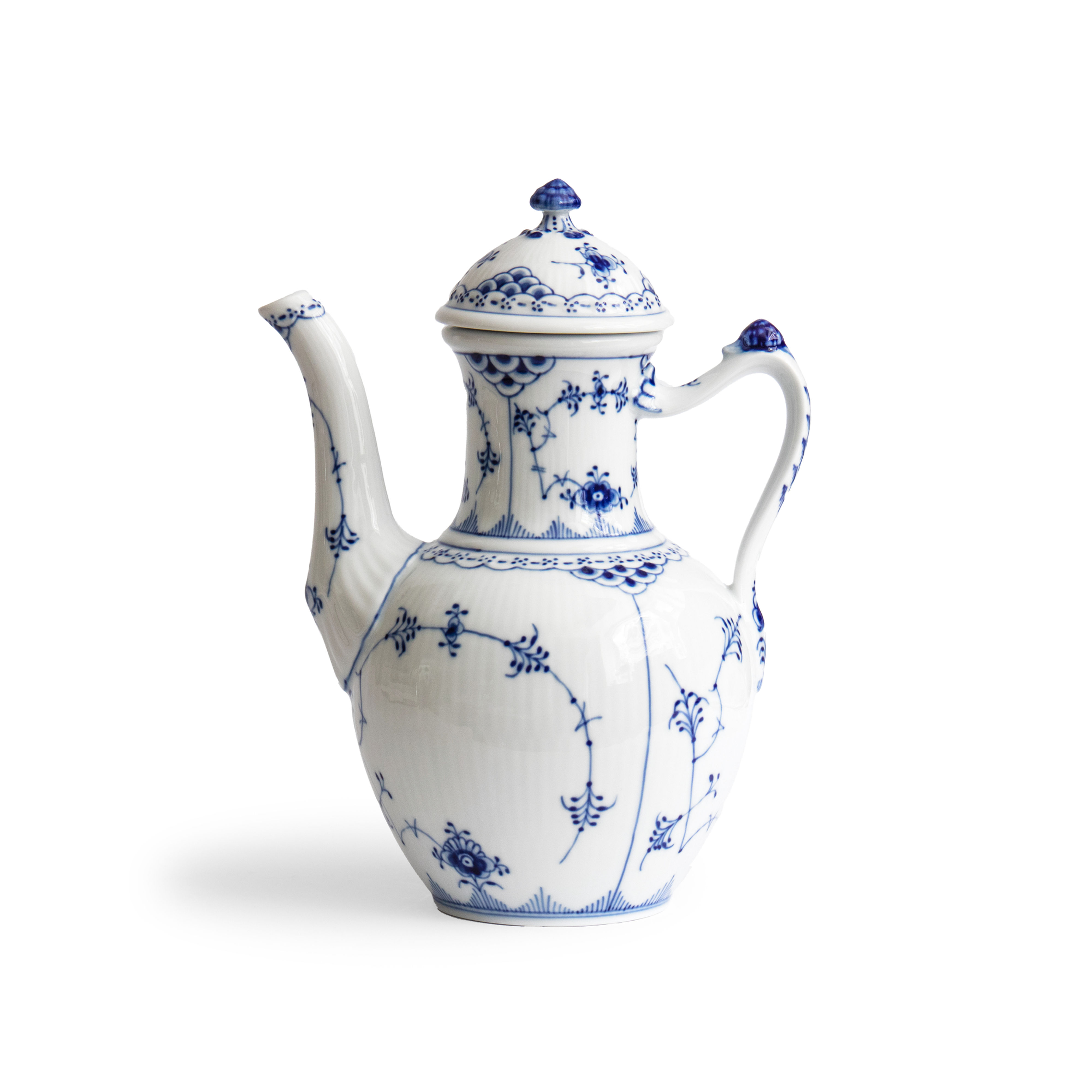 Blue Fluted Half Lace Coffee Pot 100cl