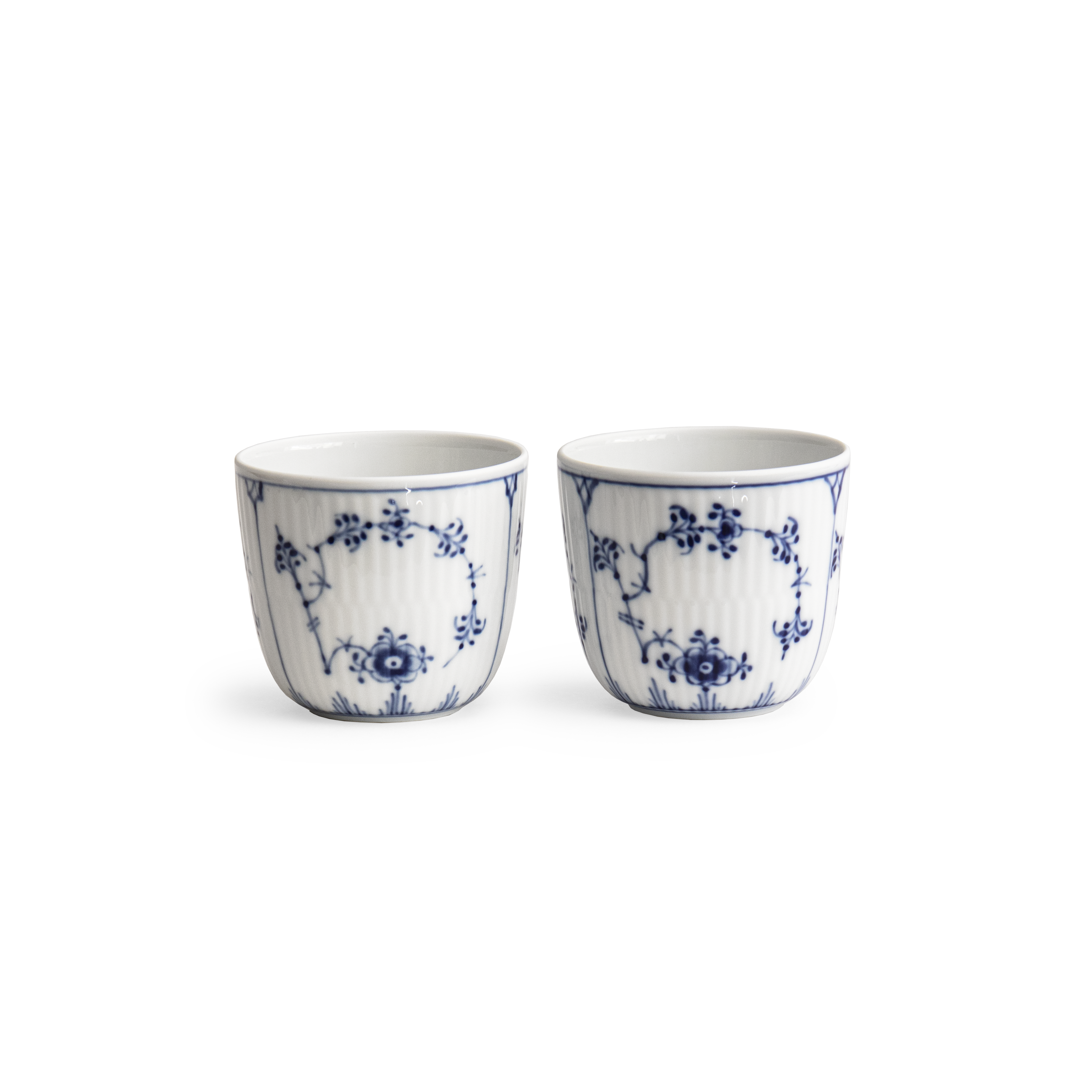Blue Fluted Plain Tealight Holder 2pc