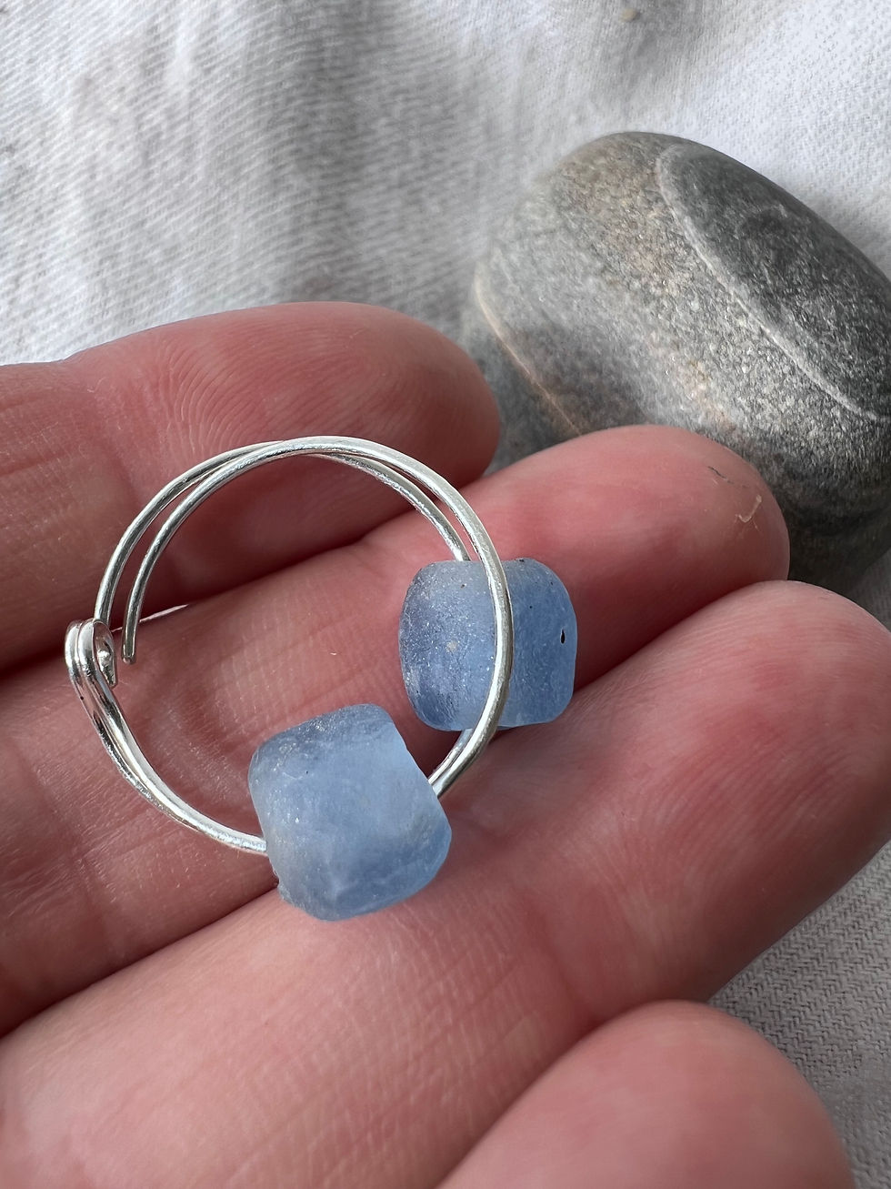 Thumbnail: Ocean gypsy hoops, sunlit pale blue