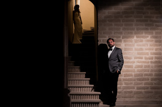 Artistic wedding portrait of bride and groom at Hacienda Los Arcángeles, San Miguel de Allende