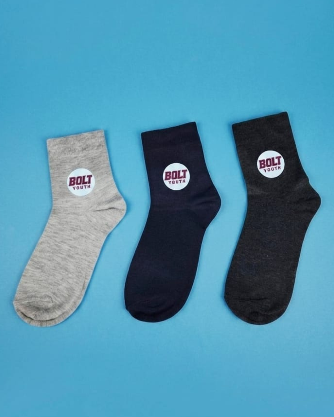 BOLT YOUTH Socks for Men Combed Cotton Crew Length Formal Socks