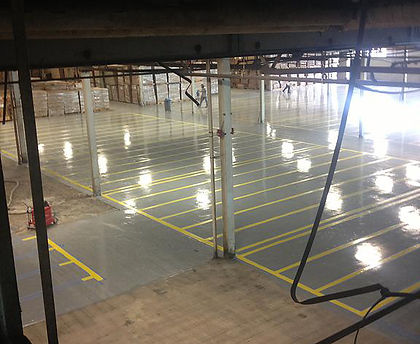 Striped Epoxy Warehouse Floor Ready for Deployment