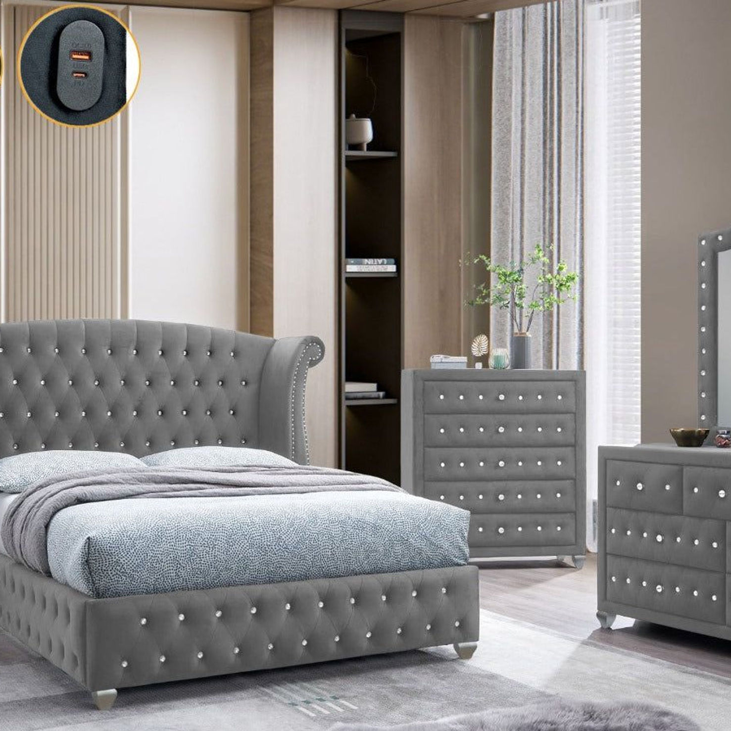B2030 Divina (Grey) Bedroom Set