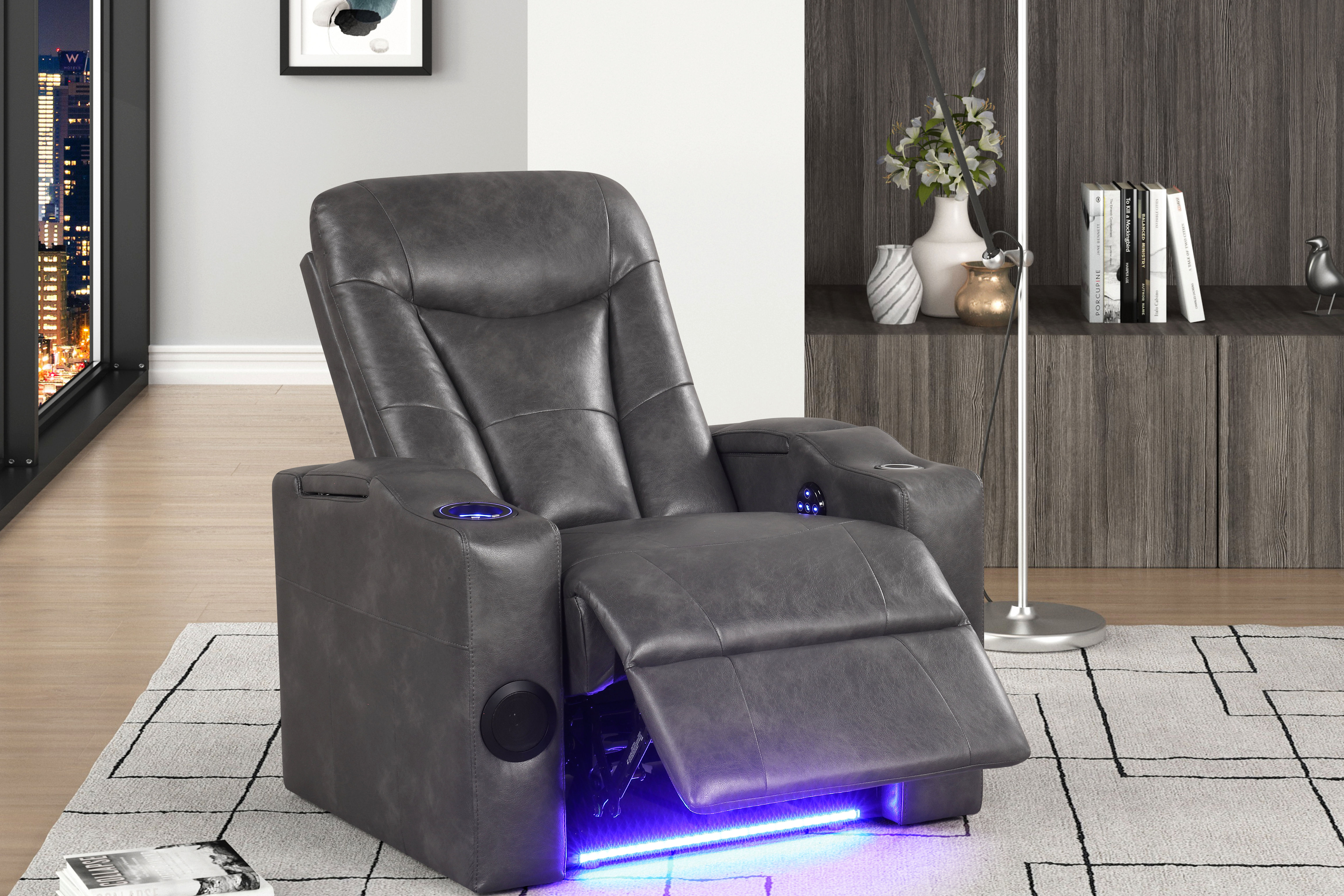 TOPGUN2 Dark Gray Power Recliner (Bluetooth Speaker + Led Light)