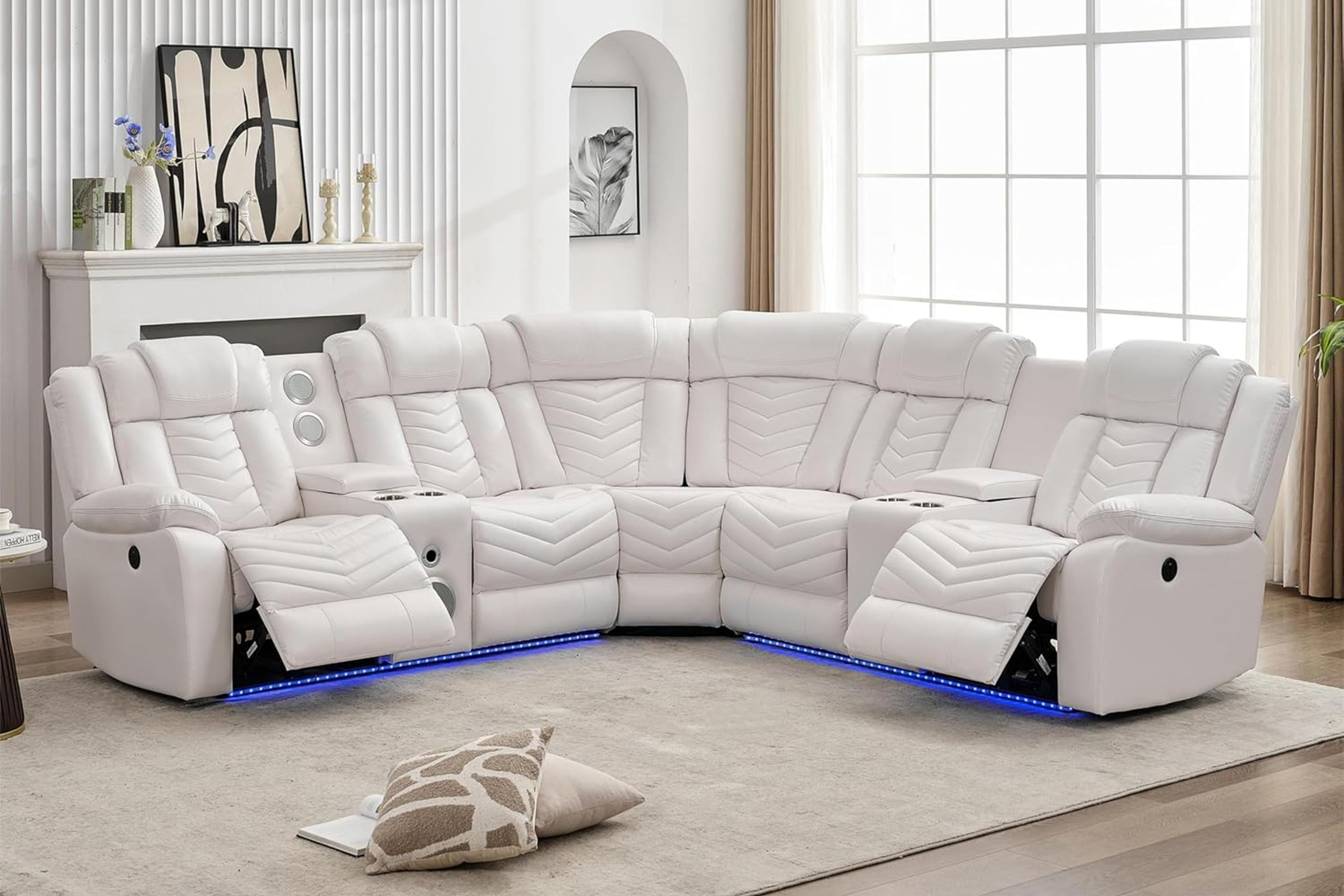 ACE27 White Reclining Sectional