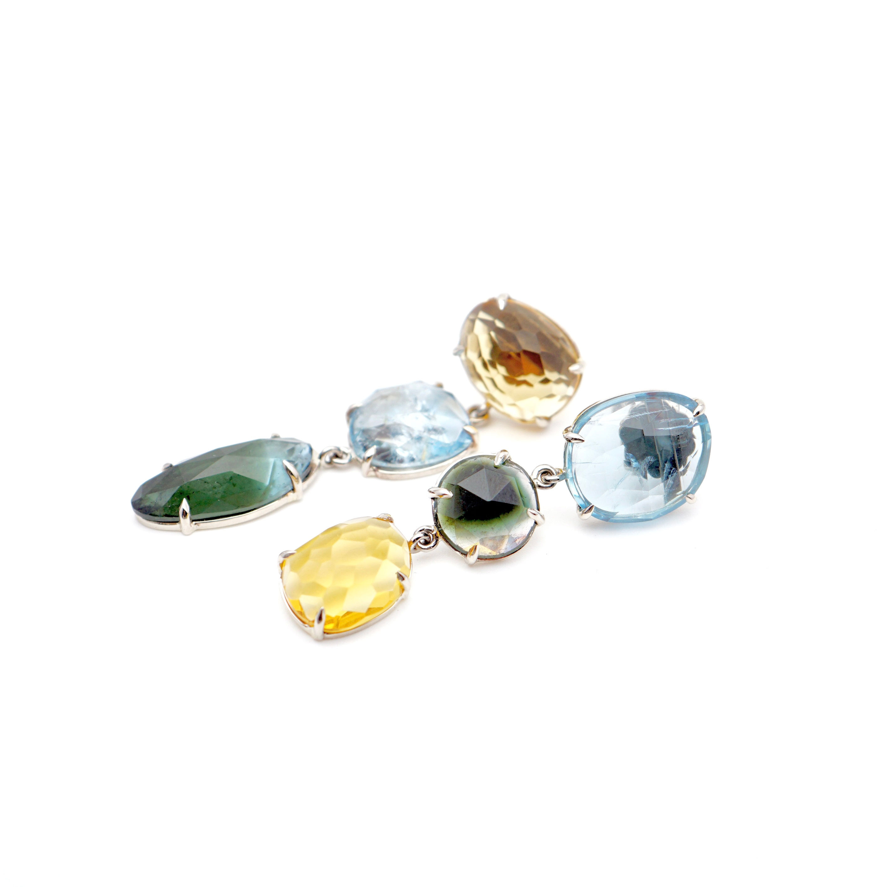 Ohrringe "Margareta" mit Aquamarin, Turmalin, Citrin