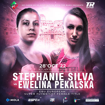 Locandina singola di Stephanie Silva contro Ewelina Pekalska per titolo europeo pesi supermosca femminile