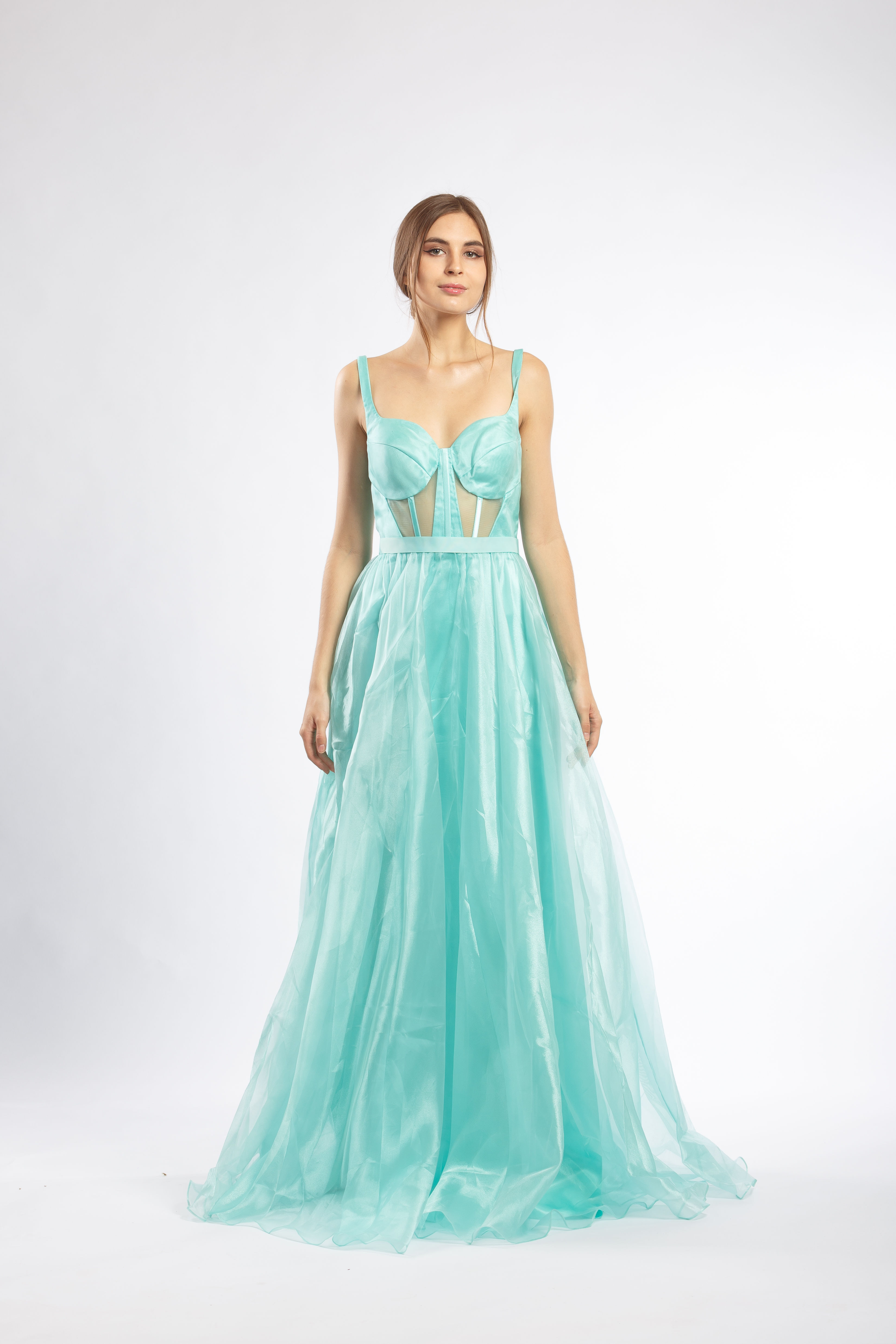 Turquoise Sweetheart Tulle Gown