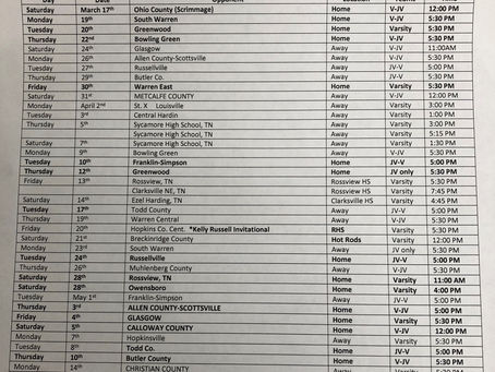 2018 Logan County High School Cougar Baseball Schedule