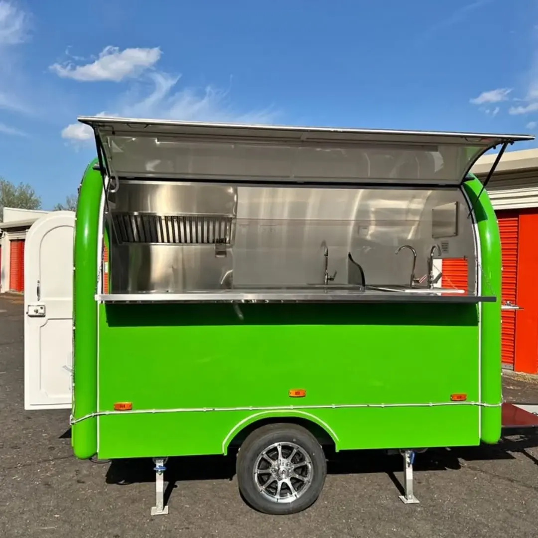 7.2ft Lime Green Round Top Food Trailer for Street Catering with Single Axle
