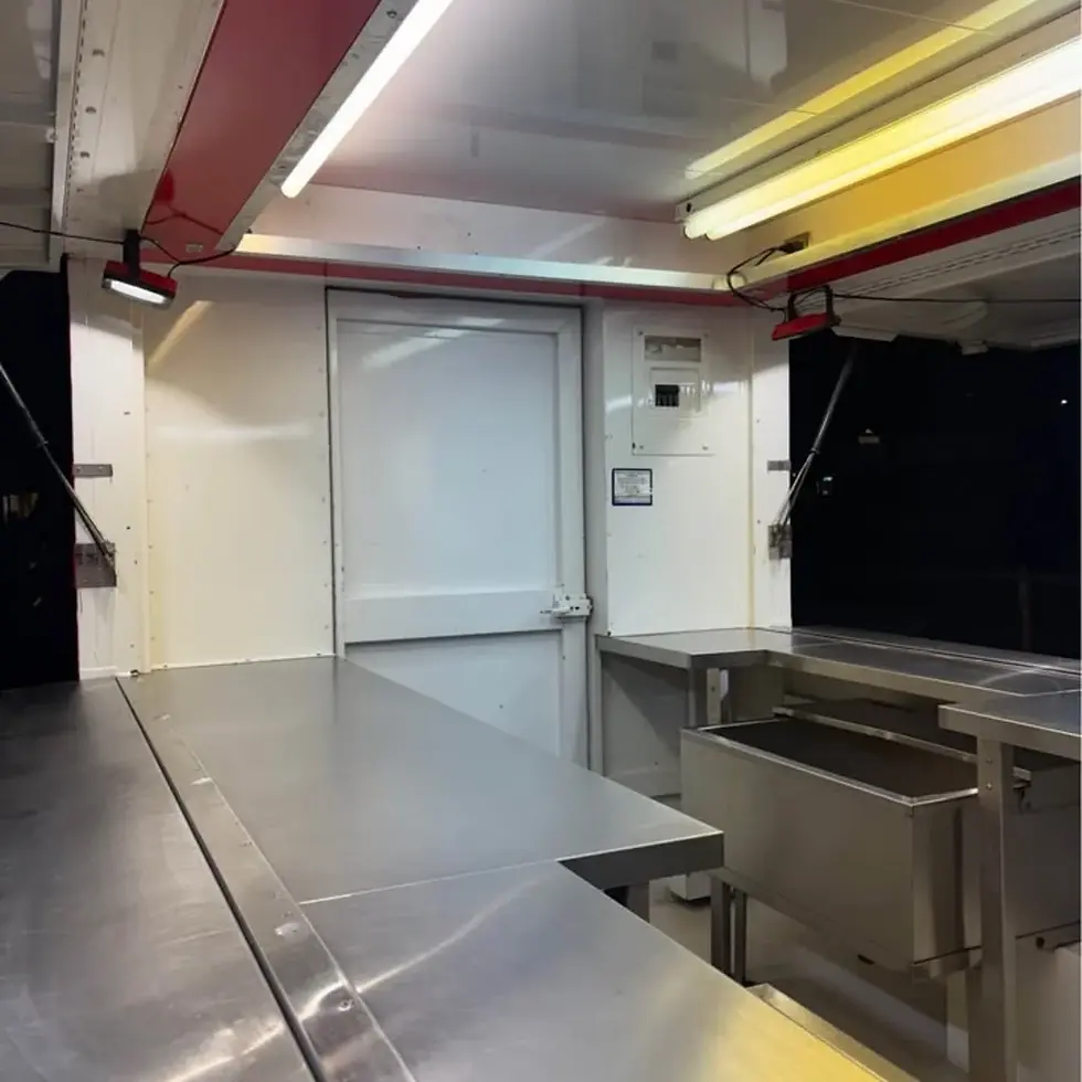 Thumbnail: 13ft Classic Red & White Dual Axle Food Trailer with Large Serving Window