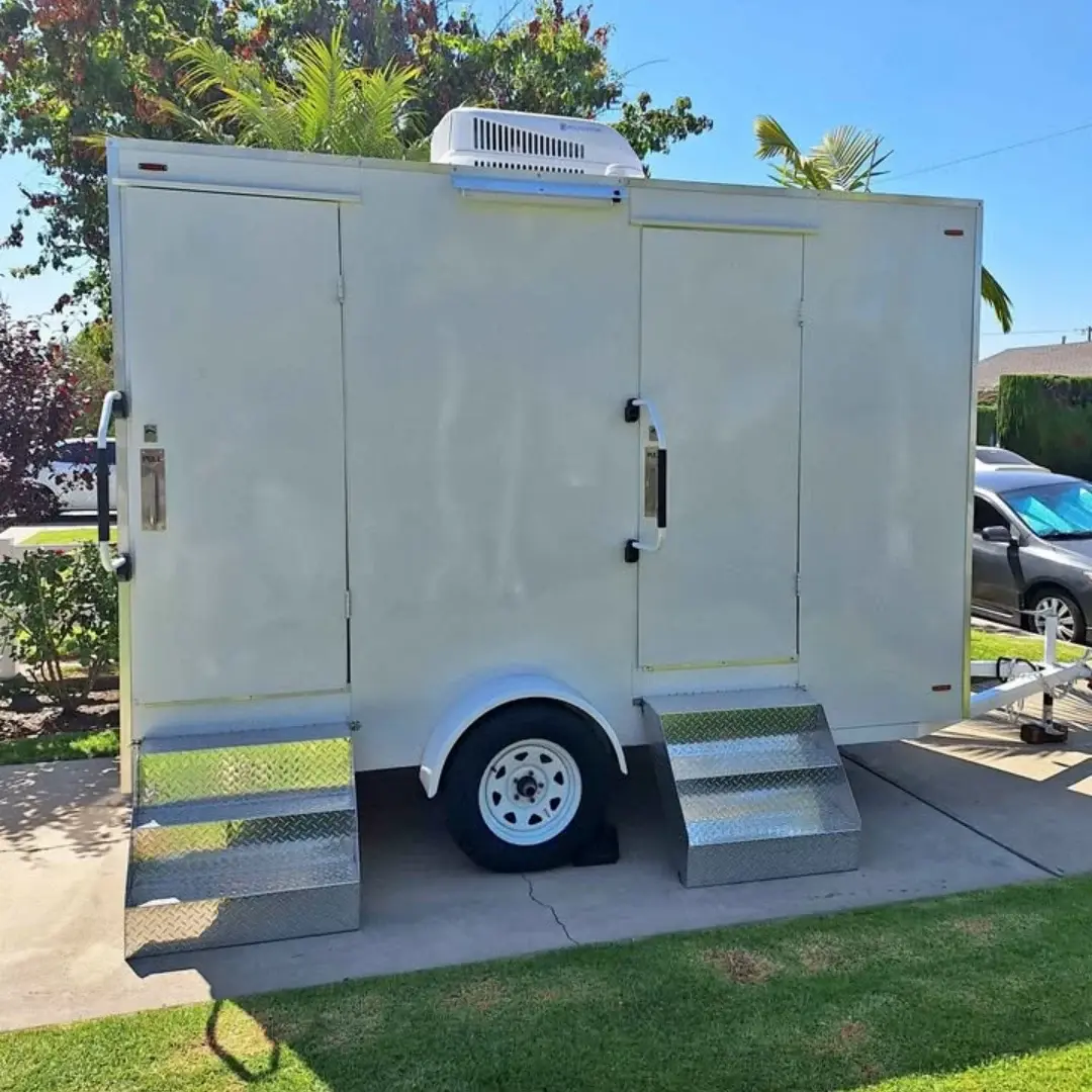 Climate-Controlled 2-Station Restroom Trailer - White Mobile Bathroom with AC