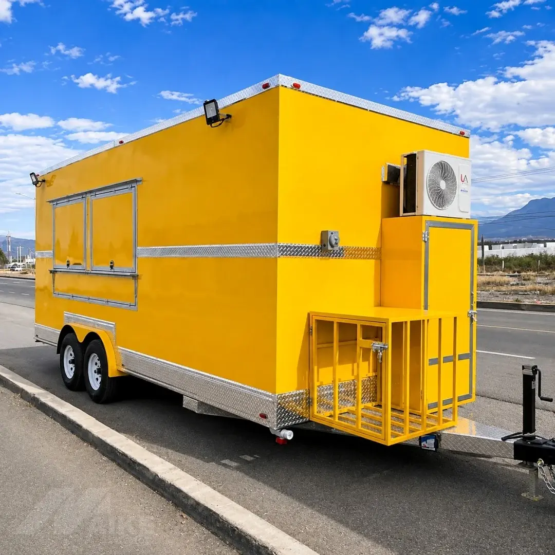Yellow Double Axle Food Trailer with Commercial Kitchen for BBQ, Burgers and St