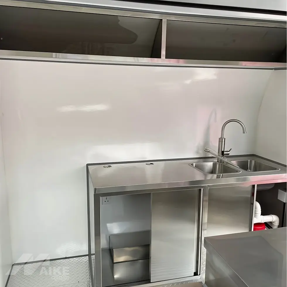 Thumbnail: White Teardrop Food Trailer with Stainless Steel Kitchen for Coffee, Snacks