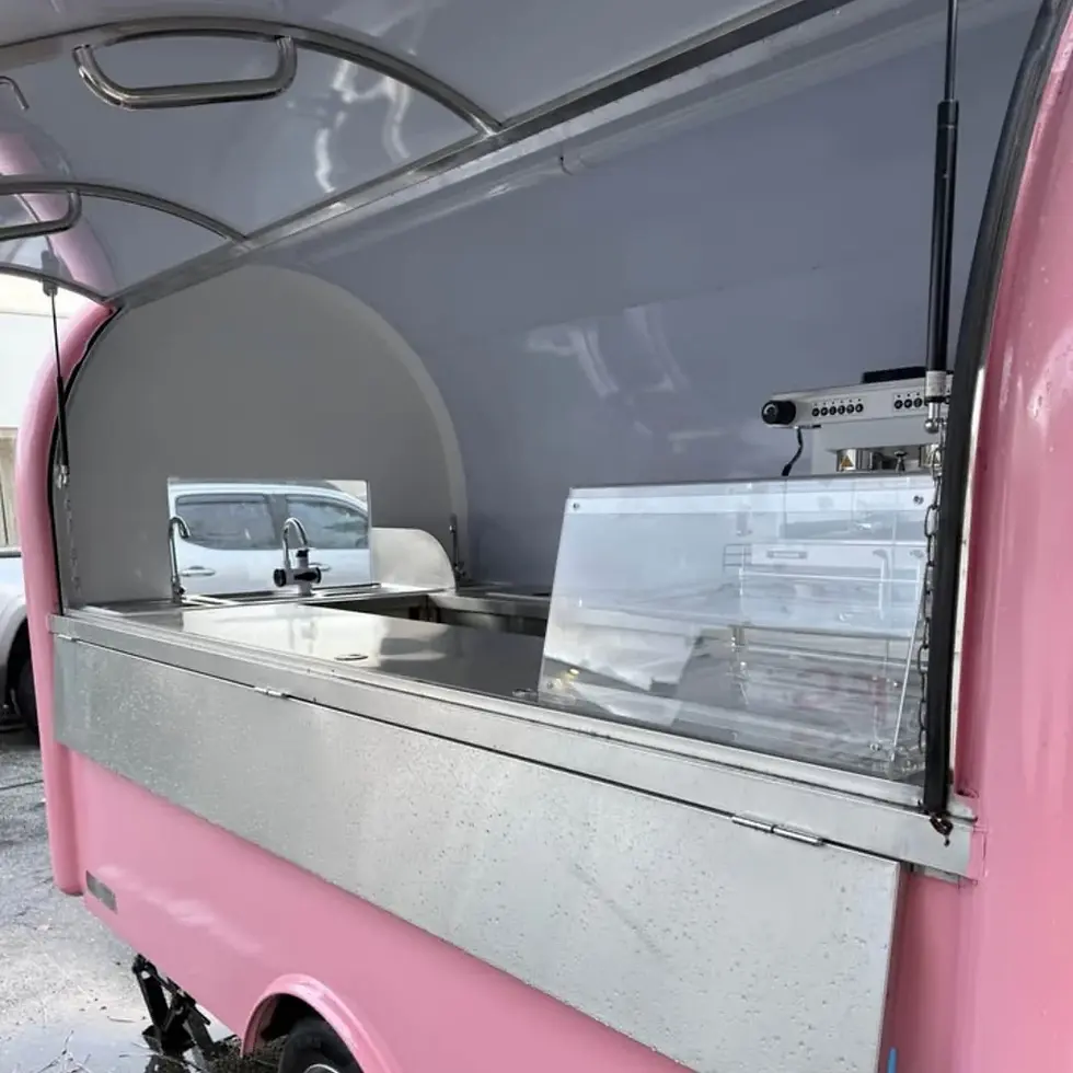 Thumbnail: 9ft White Mini Round Food Trailer with Single Axle & Stainless Steel Counters