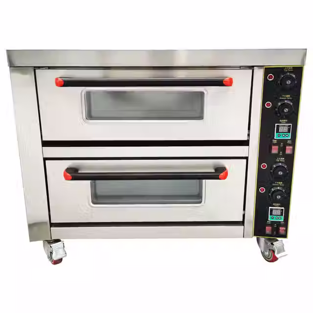 Thumbnail: Commercial Double Deck Electric Pizza Oven with Wheels Dual Independent