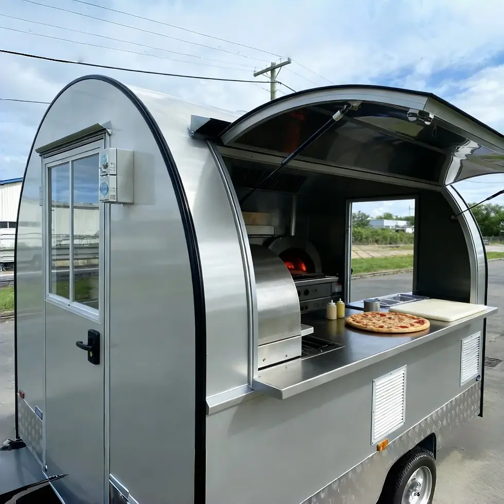 Thumbnail: 7.2ft Silver Round Top Food Trailer for Pizza & Fast Food with Single Axle