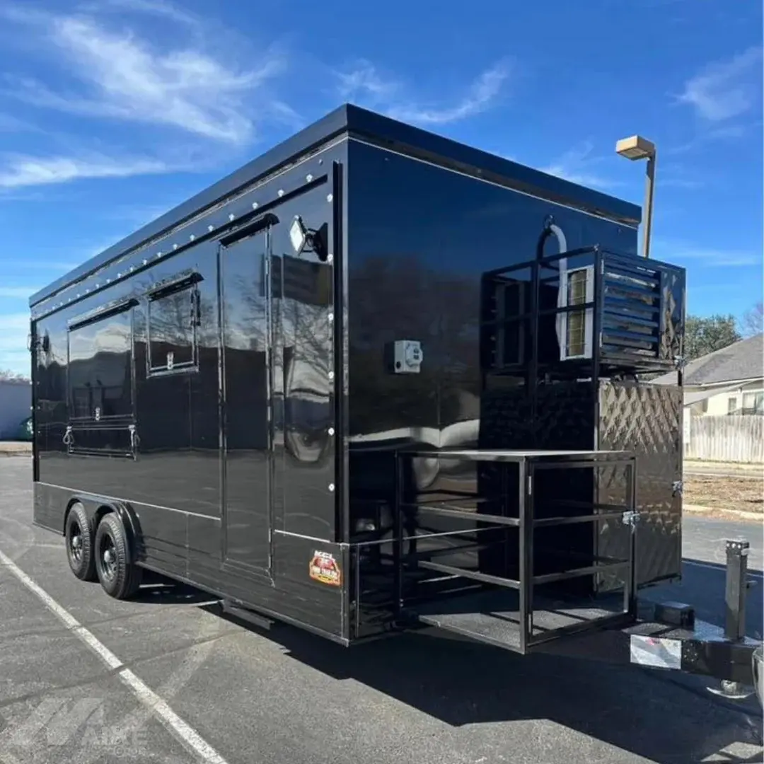 Premium Black Food Trailer Mobile Kitchen Concession Trailer for BBQ, Burgers