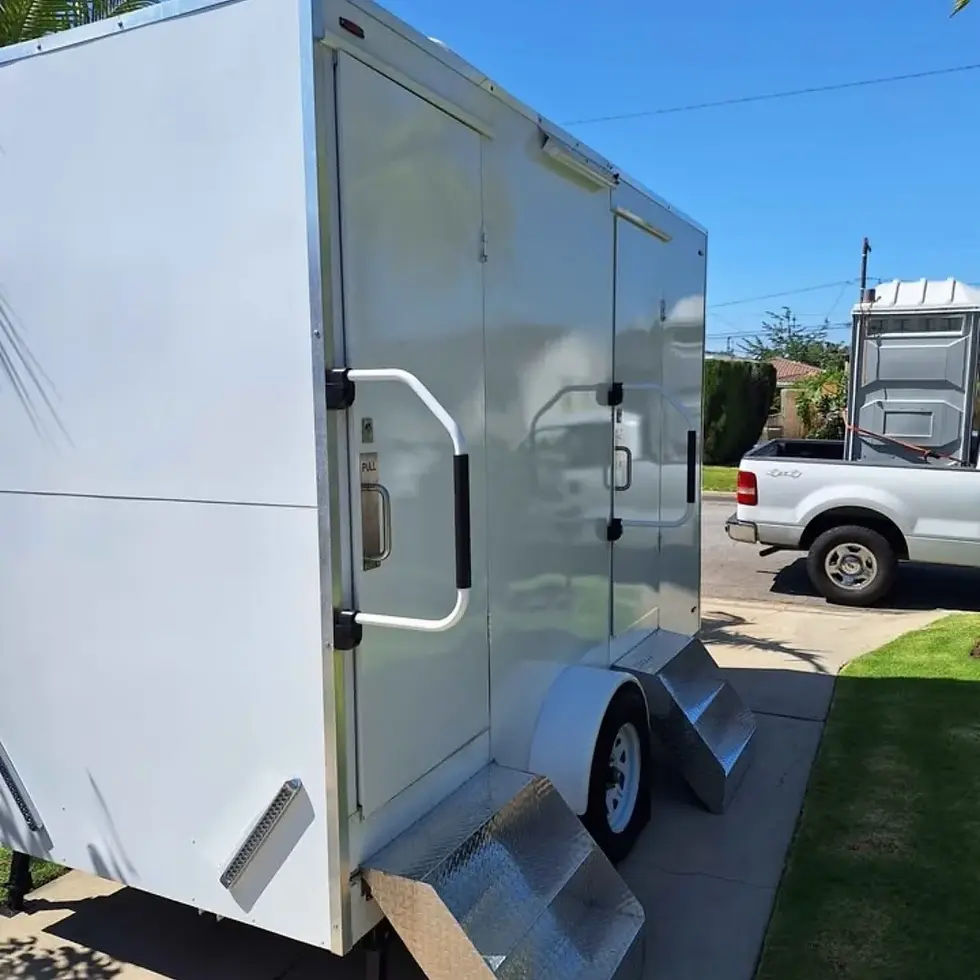 Thumbnail: Climate-Controlled 2-Station Restroom Trailer - White Mobile Bathroom with AC