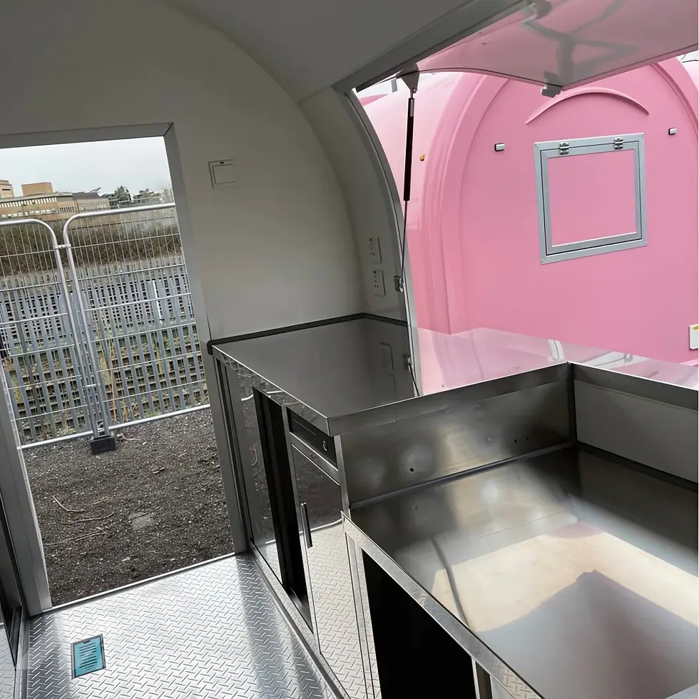 Thumbnail: White Teardrop Food Trailer with Stainless Steel Kitchen for Coffee, Snacks