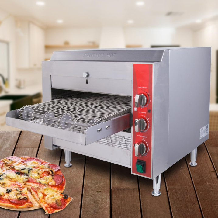 Hakka 10.5" Commercial Countertop Conveyor Pizza Oven, 1700W 120V Stainless Stee