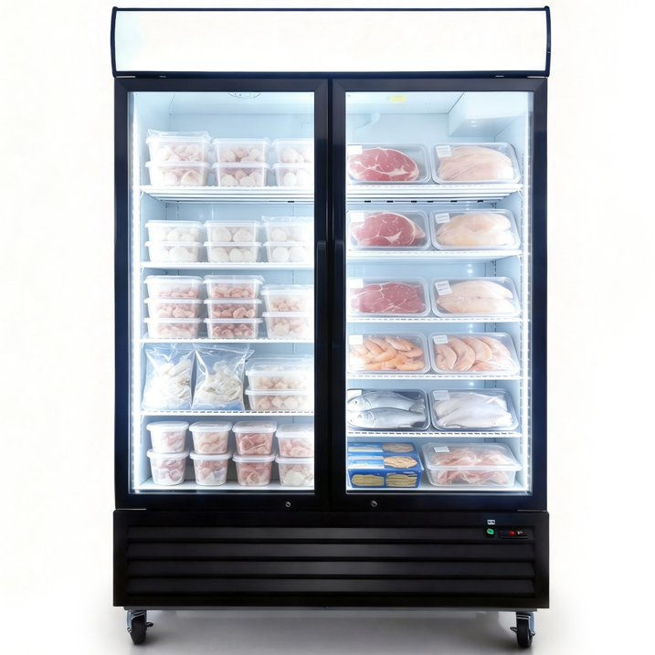 Nyddle 44.8 Cu Ft Double Glass Door Commercial Upright Freezer,ETL Certified,-8℉