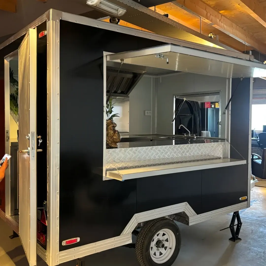 Compact Black Enclosed Food Trailer - Single Axle