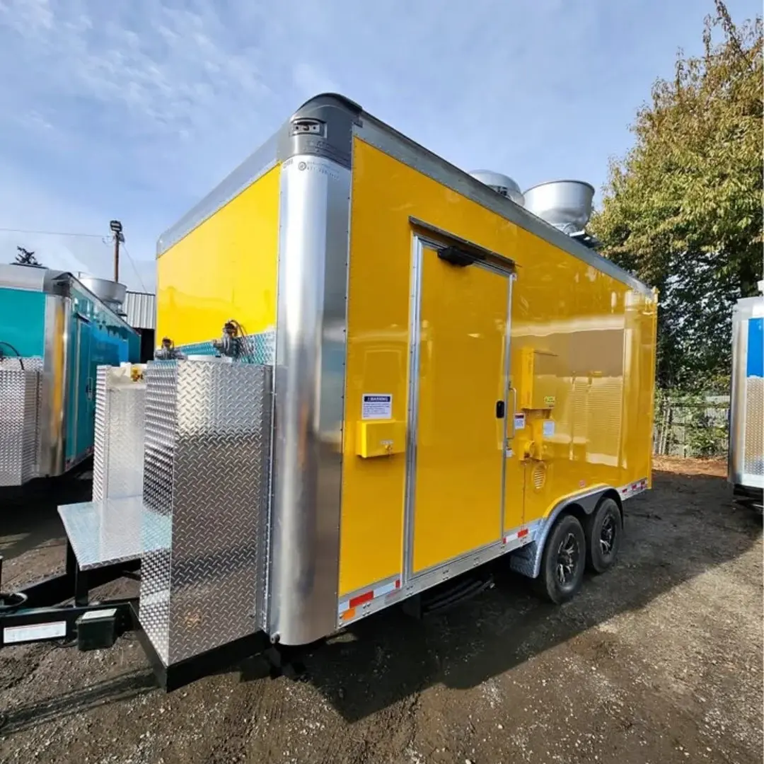 13.1ft Bright Yellow Commercial Food Trailer with Dual Exhaust Fans