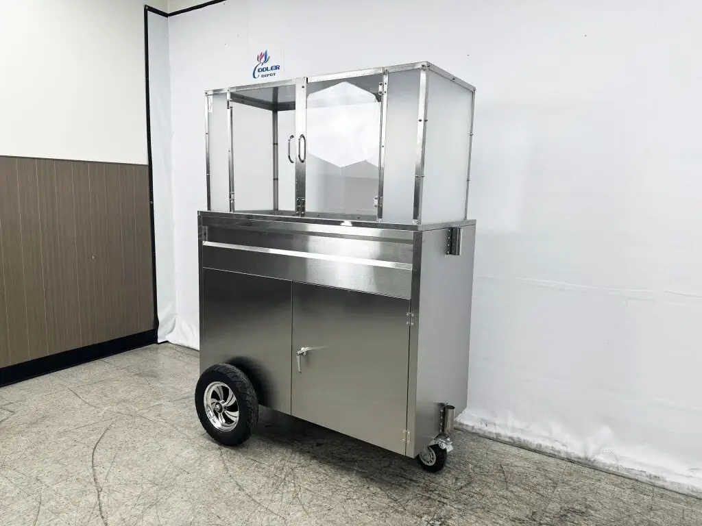 NEW Fruit Cart Vending Concession Stand Stainless Steel Display Frutas Vendor