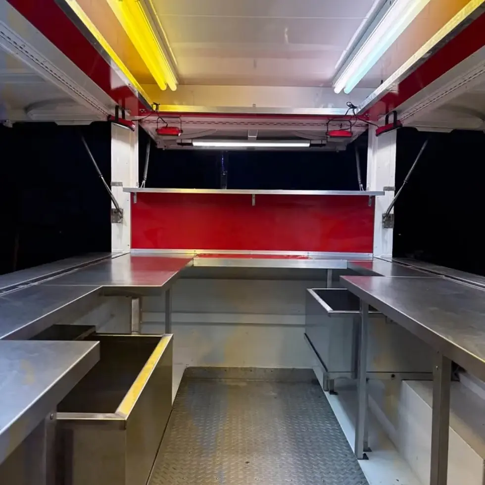 Thumbnail: 13ft Classic Red & White Dual Axle Food Trailer with Large Serving Window