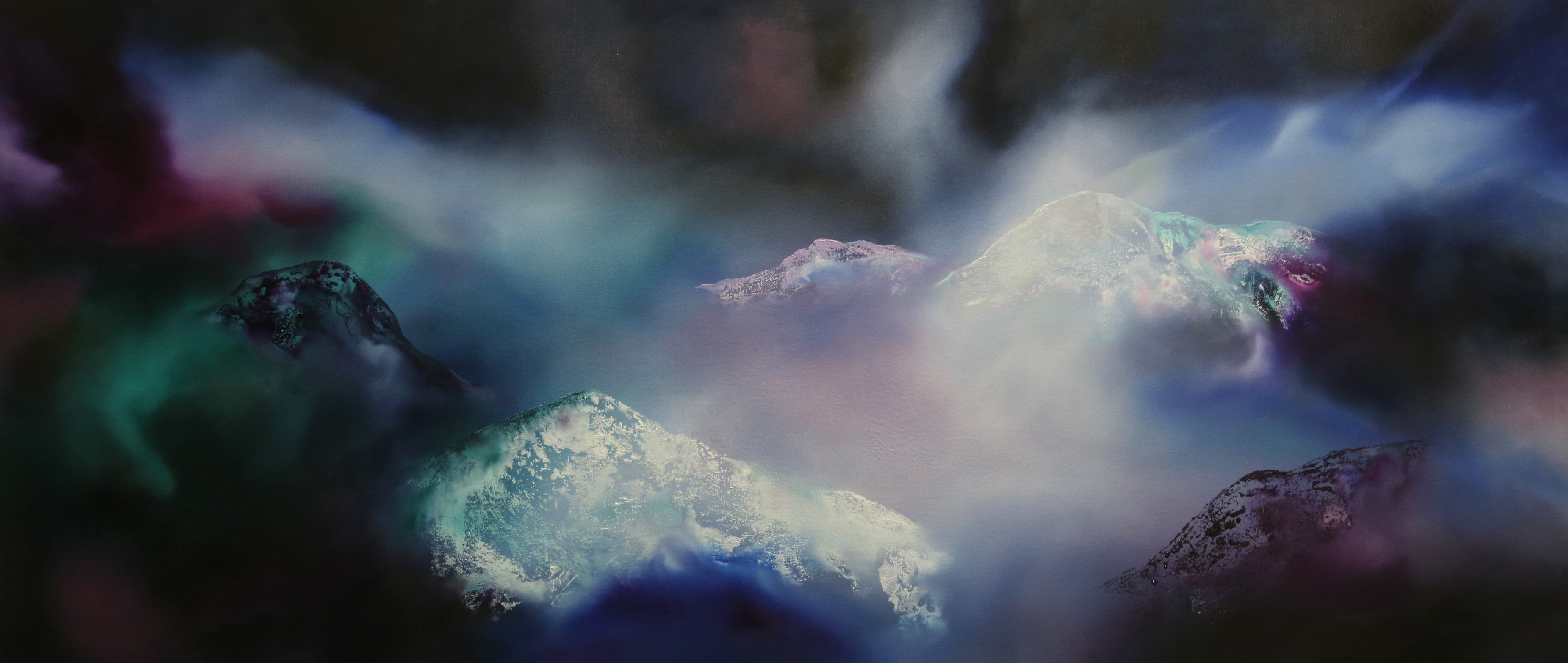 Copaon Liw Nos/Peaks at Dusk 1.3m x 50cm