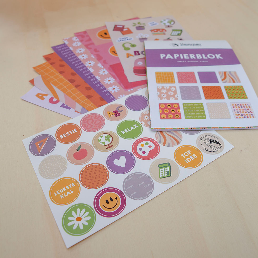 Thumbnail: Papierblok met stickers - Sweet School Vibes
